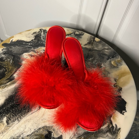 Vintage Deadstock Madye’s Feather Wedge Boudoir Slippers - Picture 2 of 8
